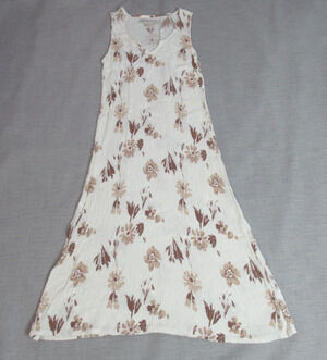 Barbara Lesser Dress Womens Small Beige Brown Floral Gossip Girl Flirty Preppy